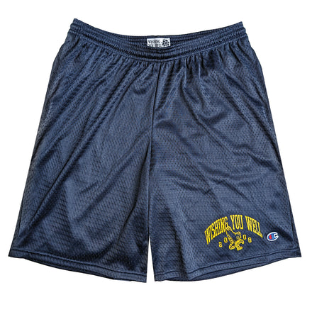 COLLEGIATE MESH GYM SHORTS (NAVY BLUE)