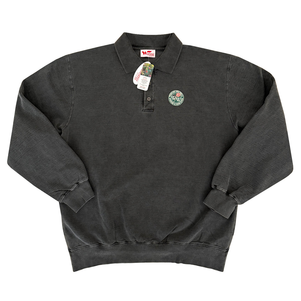 IVY ROSE RUGBY CREWNECK SWEATER (COAL/GARMENT DYED)