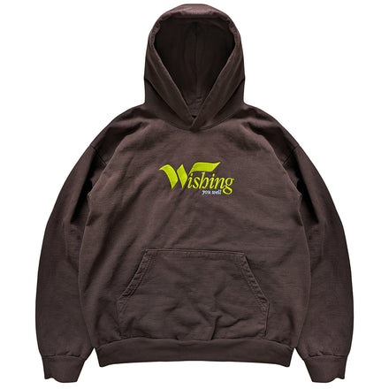 WYW EMBROIDERED LOGO PULLOVER HOODIE (CHOCOLATE/GARMENT DYED)