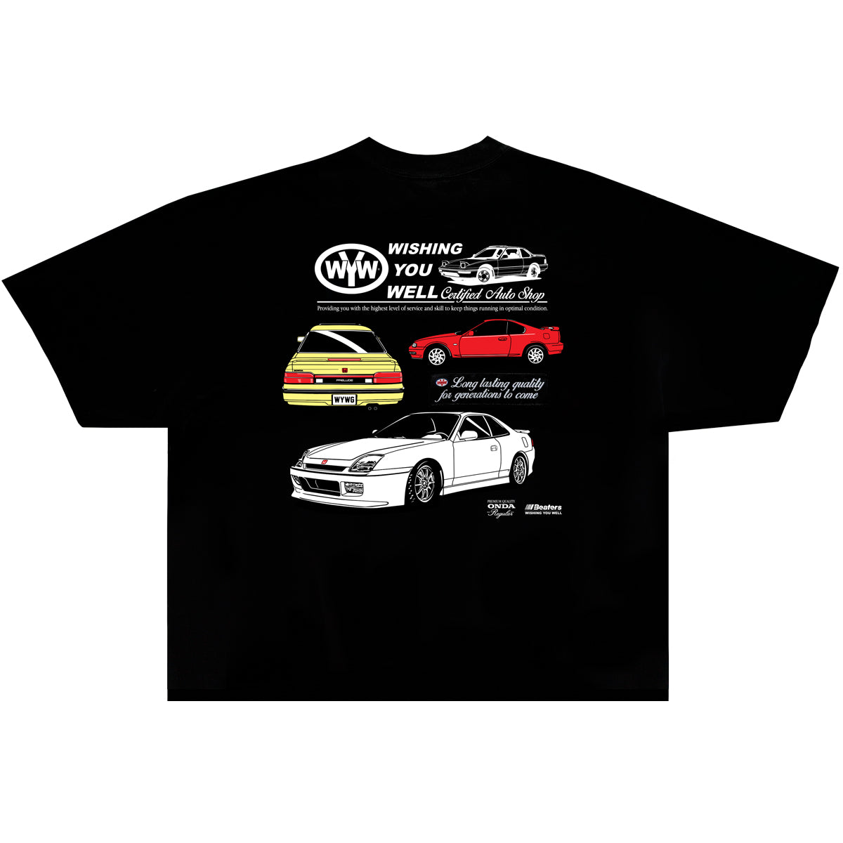 HONDA PRELUDE GEN. TEE (BLACK/GARMENT DYED)