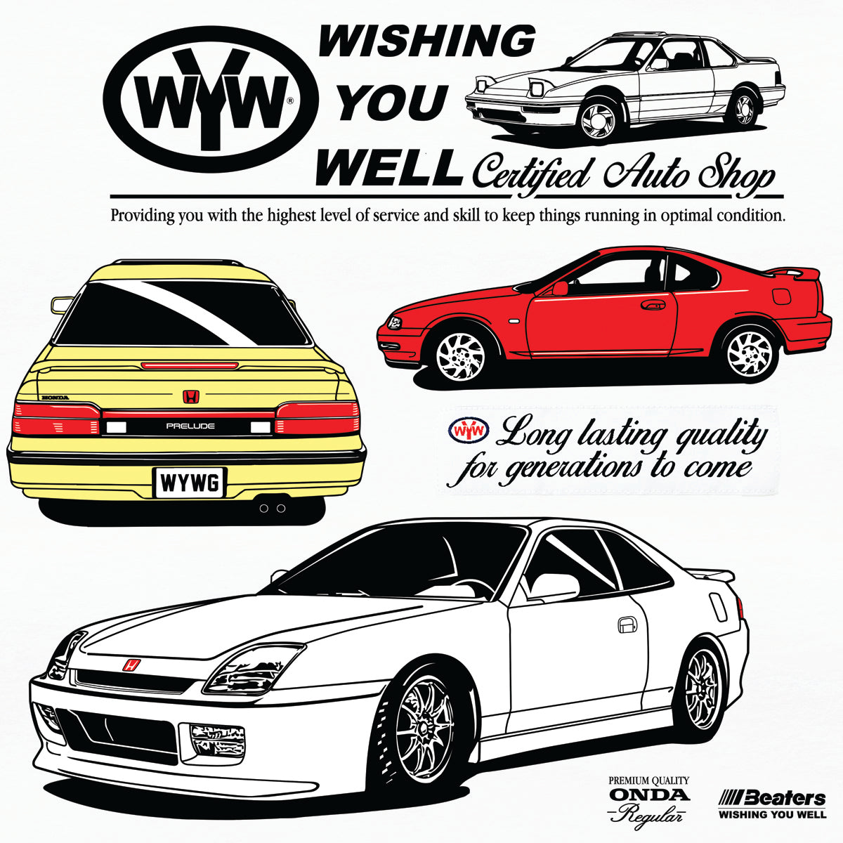 HONDA PRELUDE GEN. TEE (GARMENT DYED/WHITE)