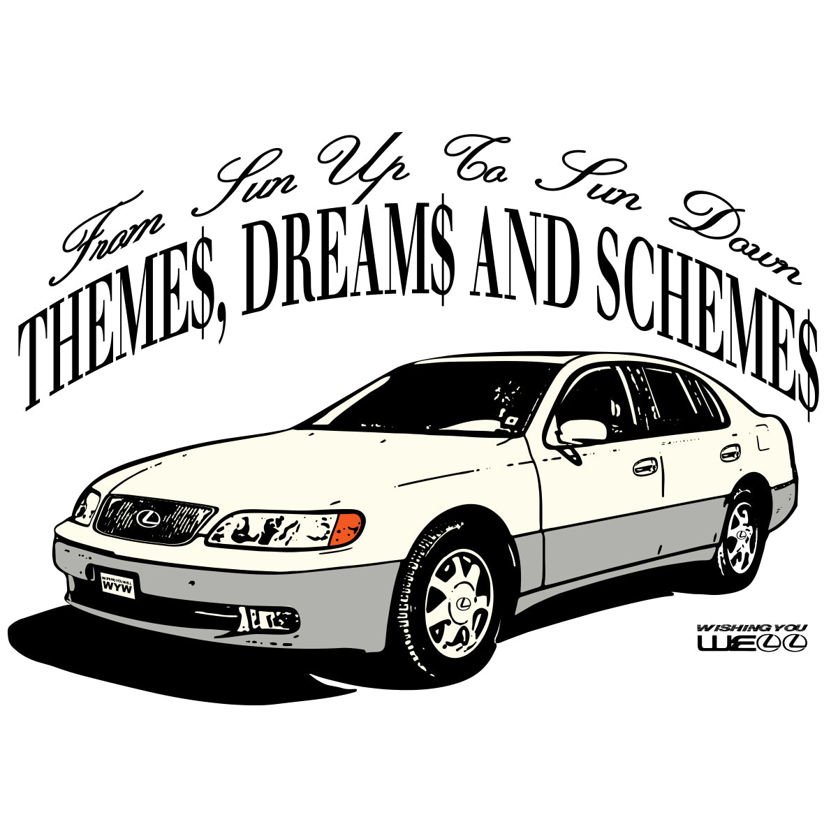 THEMES, DREAMS AND SCHEMES (93' LEXUS GS 300 REVERSE TEE/WHITE GD)