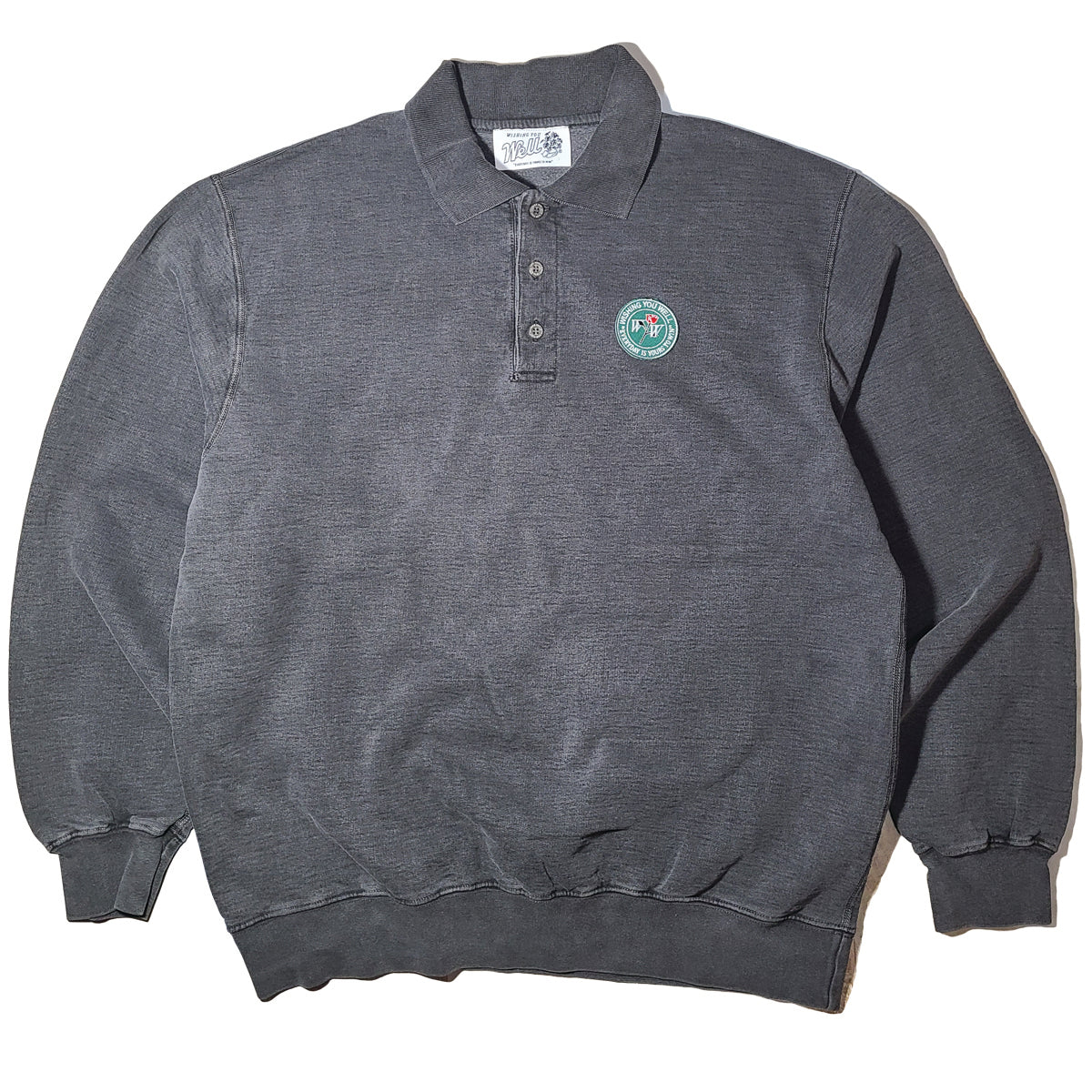 IVY ROSE RUGBY CREWNECK SWEATER (COAL/GARMENT DYED)